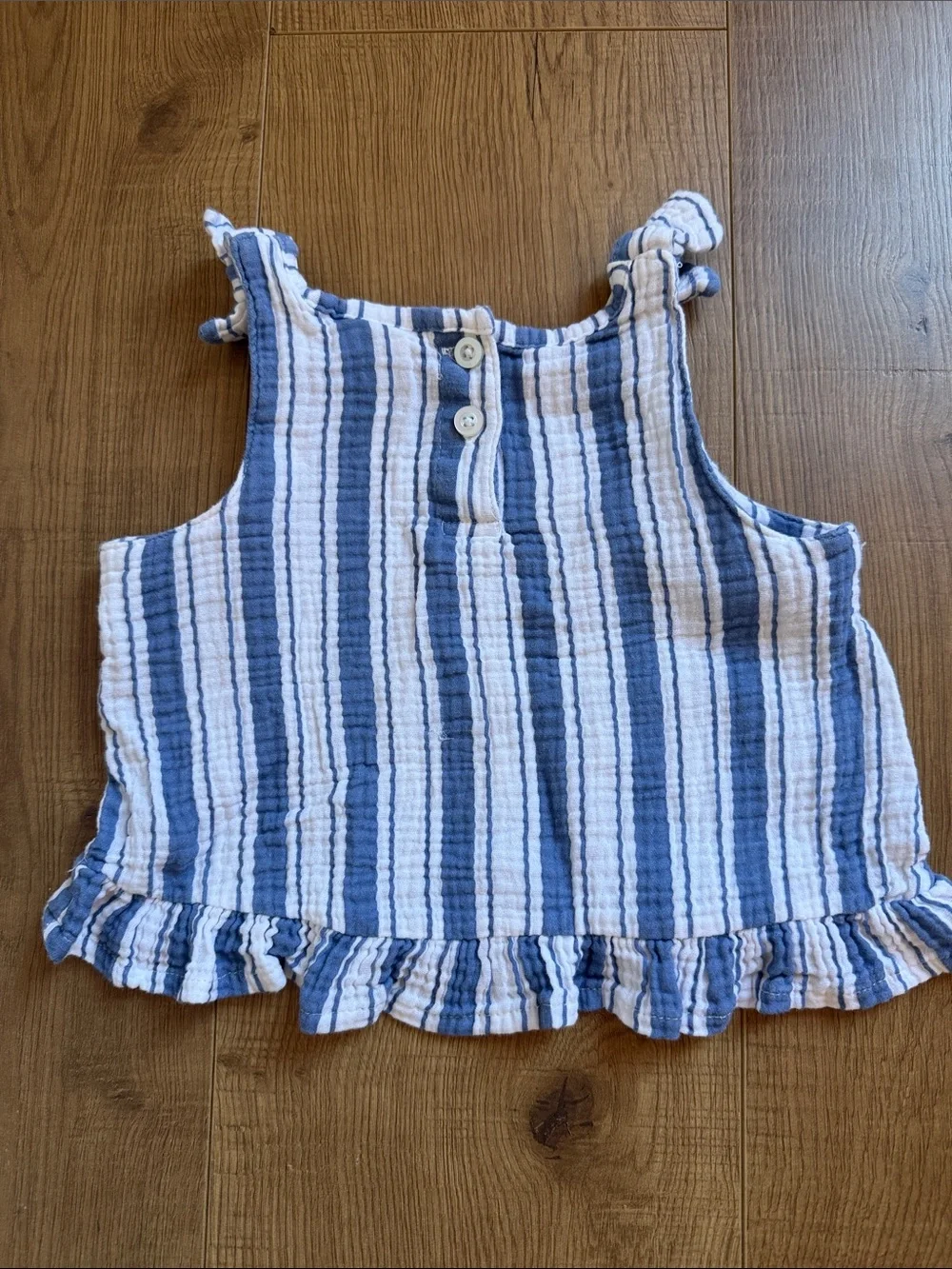 Little Lass Blue & White Striped Linen Kids Pants Set